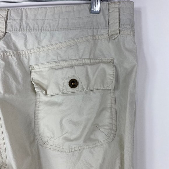 Levis 14 Pants Capris Roll Up Leg 100% Cotton Poplin Cream Ivory Flap Pockets - Picture 7 of 10
